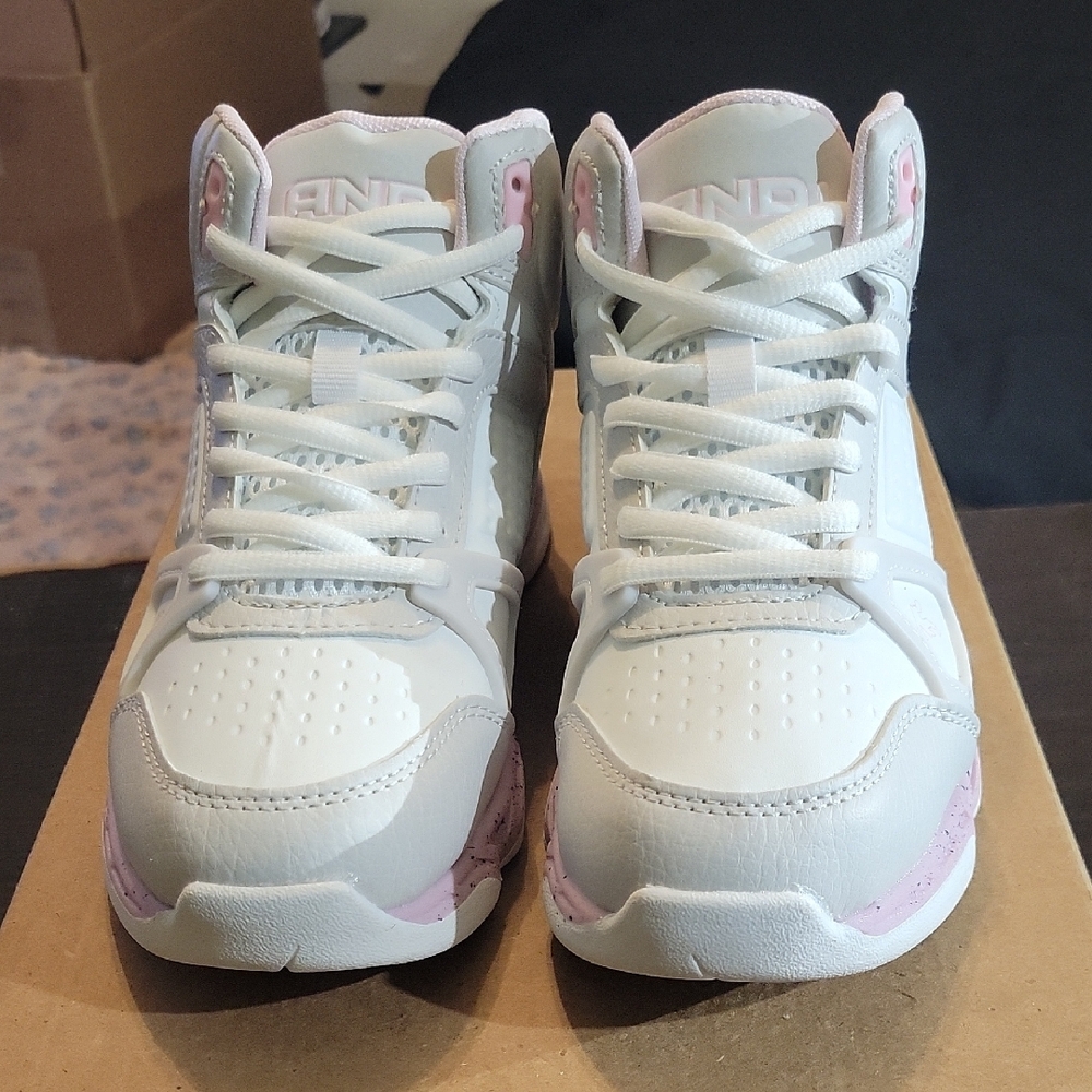 AND1 Assist 6.0 "Pink White & Grey" Sneakers Girls 3.5 Boys 2Y NWT - Picture 4 of 10